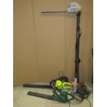 A Titan mains electric powered pole hedge trimmer, together with two further hedge trimmers by Ryobi
