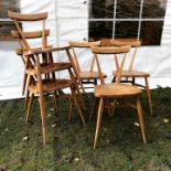 Set of six Ercol light elm adult size stacking chairs, seat to floor 45cm (6)