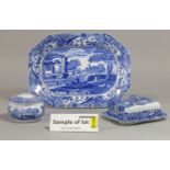 A collection of Copeland Spode blue and white Italian pattern printed wares comprising a pair of