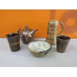 Seth Cardew for Wrenford Bridge Pottery - Salt glazed studio beer tankard inscribed 'Tara Primrose