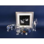 A collection of Swarovski crystal and similar wares, including a polar pear, an angel, a unicorn,
