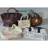 6 Radley bags including 2 in pale leather with applique contrast detail, 2 brown leather bags, a