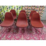 Charles and Ray Eames - Set of six D S S upholstered stacking chairs (6)