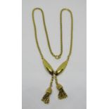 Vintage 18ct pendant necklace with tassel drop, 17.4g