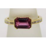 18ct pink sapphire and diamond ring, size O, 4.9g