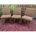 Set of three 1960s Giroflex office type chairs with bent plywood frames, with cast aluminium