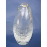 Good quality art glass vase with crackle glass to the bottle third, 22cm high