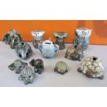 Briglin Pottery - A collection of novelty animal studio pottery figures and money boxes,