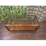 G-Plan teak two tier coffee table with inset glass top, 112cm long x 45cm high