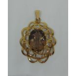 Vintage 9ct smoky quartz pendant, 10.5g