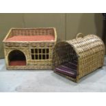 A wicker cat bed and travelling basket (2)