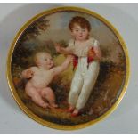 A good quality 19th century school portrait of circular form on tortoiseshell showing a young