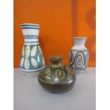 Cinque Ports Pottery, The Monastery Rye - Three studio pottery vases, the largest 37cm high (3)