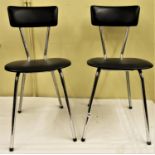 Pair of chrome framed black leatherette diner chairs (2)