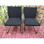 Prof. Wolfgang Mezger for Artifort - Pair of chrome framed chairs with black upholstered back and
