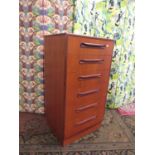 G-Plan Fresco teak tall boy/bank of drawers, 104cm high x 56mc wide