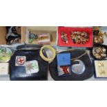 A tray containing sundry costume jewellery, mainly mid-20th century and later