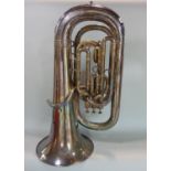 Boosey '1 Solbron' silver plated tuba, 80cm high