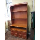 A Nathan teak bookcase, the raised back over two panelled cupboard doors, 94cm high x 102cm wide