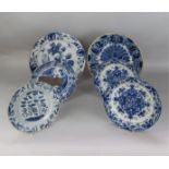 Two late 18th early /19th century tin glazed earthenware chargers, both in the delft manner with