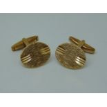 Pair of 9ct engine turned cufflinks, maker 'JA&S', 10.3g total