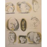 Graham Sutherland (1903 - 1980, British) - 9 studies of grotesque heads, signed, limited 68/70,