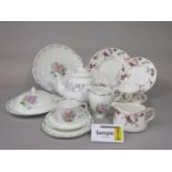 A collection of Susie Cooper Fragrance pattern tea wares C485, comprising muffin dish and cover,