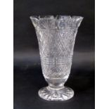 Good quality cut glass vase, 25cm high, with original Harrods box