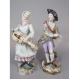 A pair of good quality 19th century figures of male and female musicians in the Meissen manner,