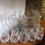 Collection of various cut glass to include various tumblers, decanters, vases etc