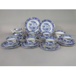 A collection of HH & Co Aquila pattern blue and white printed tea wares comprising teapot, milk jug,