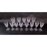 8 Waterford Ashling sherry glasses with 5 Waterford Ashling white wine glasses