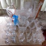 Collection of glassware to include sherry glasses, milk glass, cut glass etc (a collection)