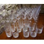 12 large wine glasses with other matching glasses sets to include wine, flutes, tumblers etc (a