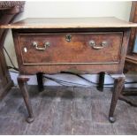 A Georgian oak Countrymade side table with single deep frieze drawer, raised on shaped forelegs,