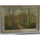 David Mead (1906-1986) - Woodland scene in late autumn, oil on canvas, signed, remains of label