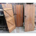 Six matching reclaimed ledge and brace and tongue and groove constructed internal doors with