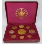 Cased set 2002 prototype English Euros 5 e - 1 cent - total 9 coins