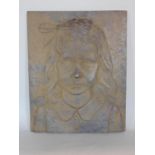 A 19th century bronze in relief showing a young girl with her hair tied in a bow, 33x 26cm