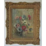 CH Scudder? (20th century school) - Still life with arrangement of Anemones, oil on board, signed,