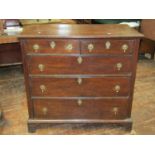A mid-Georgian period Countrymade chest of three long and two short drawers in oak, raised on