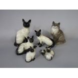 A Beswick model of a seated long furred grey cat, impressed number to base 1867, together with a
