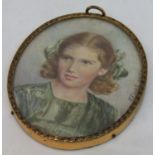 Ethol Court ARMS (20th century British school) - Bust length miniature portrait of Christine