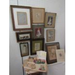 A collection of pictures and prints including three moghul type watercolours comprising a pair of