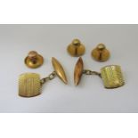 Pair of 18ct cufflinks together with a pair of 18ct dress studs and a further 9ct example, (8g 18ct,