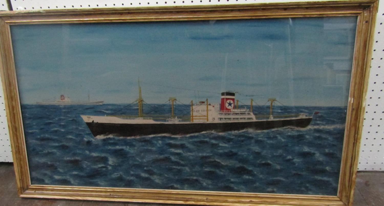 A H Joyce (20th century British school) - Canadian Star, marine scene sailing at high seas, with