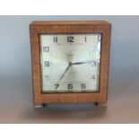 Rare and unusual art deco eight day desk clock by HAC of Germany, the silvered square dial with