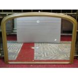A Victorian overmantel mirror with moulded arched and gilt painted frame, 80 cm high x 107 cm wide