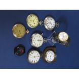 Mixed collection of pocket watches to include a 19th century silver example, a gold plated