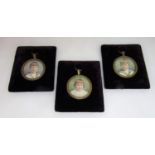 B George early 20th century British school - A set of three bust length miniature portraits of